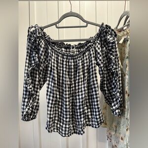 American Eagle Outfitters Black and White Checkered Blouse